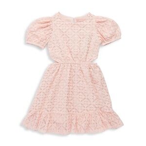 2T BCBG GIRLS Cutout Ruffle Lace Dress in pink